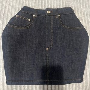 Loewe Cotton-Blend Denim Curved HEM Miniskirt